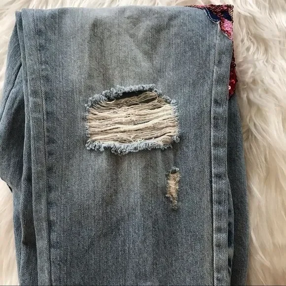 Denim Co Primark distressed jeans with sequins - Picture 9 of 15